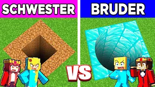 SCHWESTER vs BRUDER sicherster UNTERGRUND TUNNEL BAU CHALLENGE in Minecraft!