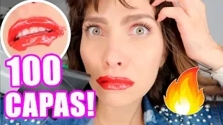 100 CAPAS DE LABIAL LIQUIDO 🔥 **CHALLENGE**