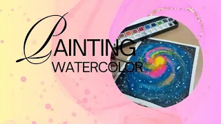 Galaxy painting with watercolor