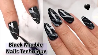 Black Marble Nails ❤  Marble Nail Art With Gel Polish