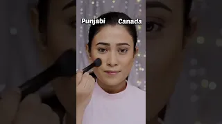 Punjabi Makeup Vs Canada Makeup #shorts #makeuptutorial #makeuptransformation #barshapatra