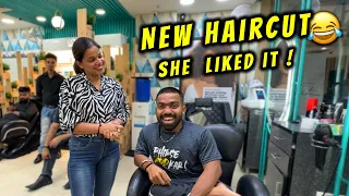 New Haircut 😂 She Liked It ❤️ | Vibhu Varshney