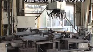 Machine Loading/Unloading of Construction Vehicle Parts - Kawasaki Robotics (Japanese)