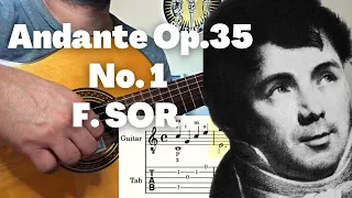 Andante, Fernando Sor | Op.35 No 1 |⭐ EASY Classical/Fingerstyle Guitar