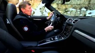 Walter Röhrl and the new Porsche Boxster S on a former special stage of the Rallye Monte Carlo