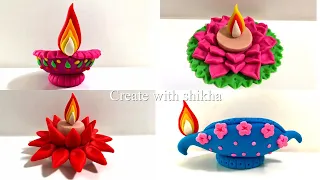 ♥️ Clay art - how to make deewali diya / candle holder| model craft tutorial. DIY/ collections