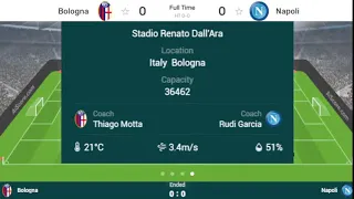 Bologna vs Napoli | Italian Serie A Football SCORE