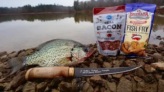 Deep Fried BACON Crusted Crappie! Catch n' Cook