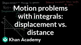 Motion problems with integrals: displacement vs. distance | AP Calculus AB | Khan Academy