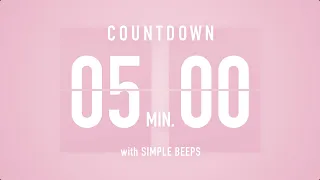 5 Min Countdown Flip Clock Timer / Simple Beeps 🌸🔔