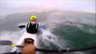 Giant wave surfed on Surfski