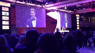 Sebastian Vettel swearing at the Autosports Awards 2013