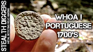 I dug a large rare coin metal detecting a Portuguese 1752 V Reis cellar hole