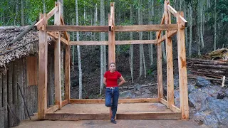 Build a wooden house frame, Build a new Kitchen. Building farm, Free Life (ep191)