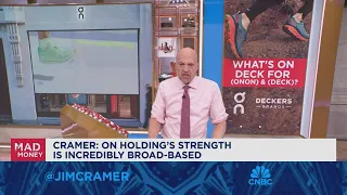 Jim Cramer takes a closer look at On Running and Deckers recent performance