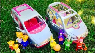 Musical FISHER PRICE Van and SUV Drive and Hike with TELETUBBIES and Daniel Tiger TOYS!