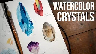 Painting Watercolor Crystals in my Sketchbook