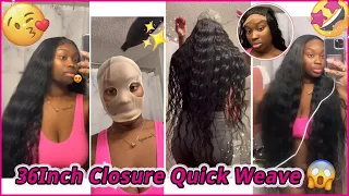 36Inch Closure Quick Weave🔥Naturally Curly Hair Sleek On Blad Cap Tutorial Ft.@UlaHair