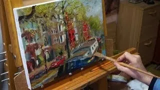 "Весна. Амстердам". Живопись маслом. Process of creating oil painting. Oil painting demonstration.