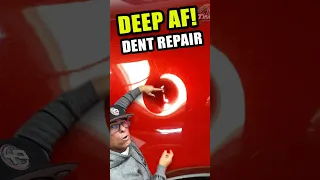 Removing Super Deep Dent w/out Repainting: Advanced PDR Repair #paintlessdentrepair