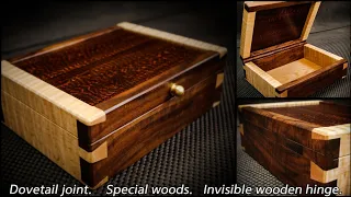 ⚡ The Special Wooden Box / Invisible Wooden Hinge - Using only basic tools / Dovetail Joints