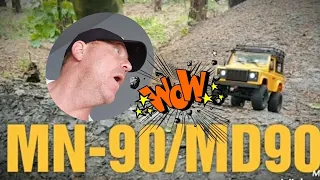 MN-90 1/12 SCALE RC 4wd TRUCK TEST RUN TRAIL IN THE WOODS 😊AMAZING RIG