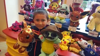 Making A FUN SQUIRTLE & EEVEE at Build A Bear! ETHANS FAVORITE POKEMON! Exclusive Pokemon Cards!