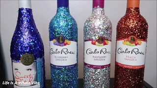 DIY GLITTER WINE BOTTLES- QUICK LAST GIFT TO MAKE FOR ANY EVENT- HOW TO SEAL GLITTER