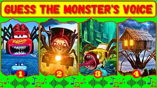 Guess Monster Voice McQueen Eater, Choo Choo Charles, Car Eater, Spider House Head Coffin Dance