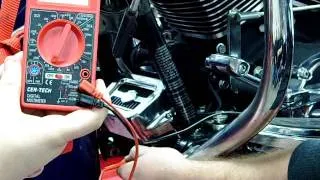 3-phase Alternator Stator Charging System testing with a DVOM meter on a motorcycle Road King