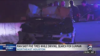 Investigation underway after victim shot 5 times while driving on Eastex Freeway, officers say