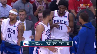 Ben Simmons & Joel Embiid - Talking on the Bench
