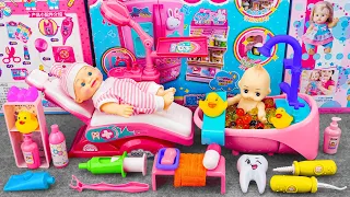 9 Minutes Satisfying with Unboxing Cute Doll Bathtub Playset, Real Working Sink Toys | ASMR