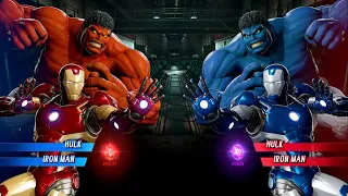 Red Hulk & Ironman Vs Blue Hulk & Ironman [ Hard AI ] | Marvel vs Capcom: Infinite