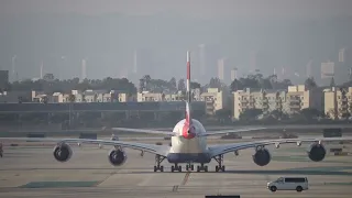 British Airways A380 taxiing after landing at LAX on 5/3/2024. LAX1C plane spotting channel content.