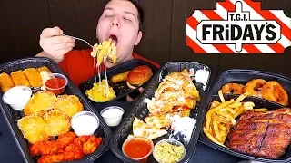 BBQ Ribs, Onion Rings, Spicy Wings, Mozz Sticks, Cheese Quesadilla • TGI Friday's • MUKBANG