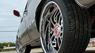 Chevy c10 rolling on 24” Corleone forged - MOSTRO 🥵 brushed face / colored matched accent & XXL cap