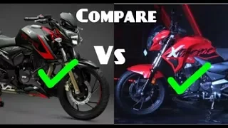 TVS Apache RTR 200 4v race edition 2.0 (2018) vs HERO Xtreme 200R  compare specification in detailed