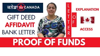Proof of funds for Canada Express Entry | Gift Deed Affidavit Bank Letter of Explanation Access