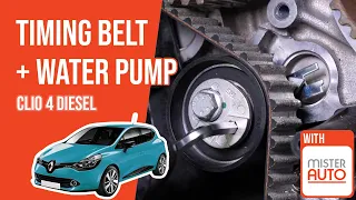 How to replace the timing belt and the water pump Clio mk4 1.5 dCi 🚗