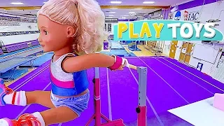 Baby Doll Gymnastics Practice! Play Toys sports story for kids