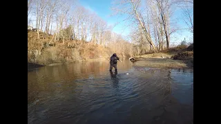 Nick lands Steelhead   Conneaut Creek 2021