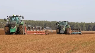 Fendt 930 Vario & Fendt 826 Vario Twin Ploughing with  Kverneland and Rabe 8 furrow