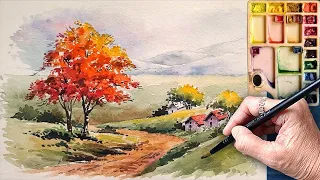 🎨 Watercolour Landscape Painting | Art Tutorial