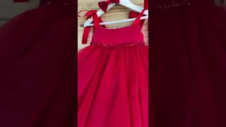 RED BABY DRESS WITH SEQUINS BELT