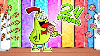 24 HOURS IN A CANDY SHOP! Funny Challenges And Pranks By Pear Vlogs