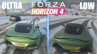 Forza Horizon 4 Ultra vs Low Graphics Comparison | Winter Gameplay Full HD
