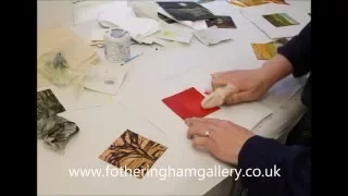 Printmaker Sarah Ross-Thompson demonstrating collograph printmaking @fotheringhamgallery