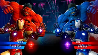 Red Hulk & Iron Man Vs Blue Hulk & Blue Iron Man  (Very Hard)AI Marvel vs Capcom Infinite