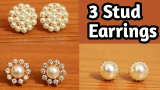 Stud Earrings | Diy Beaded Earrings | Stone Earrings | Diy Pearl Earrings #MyIndianJewellery